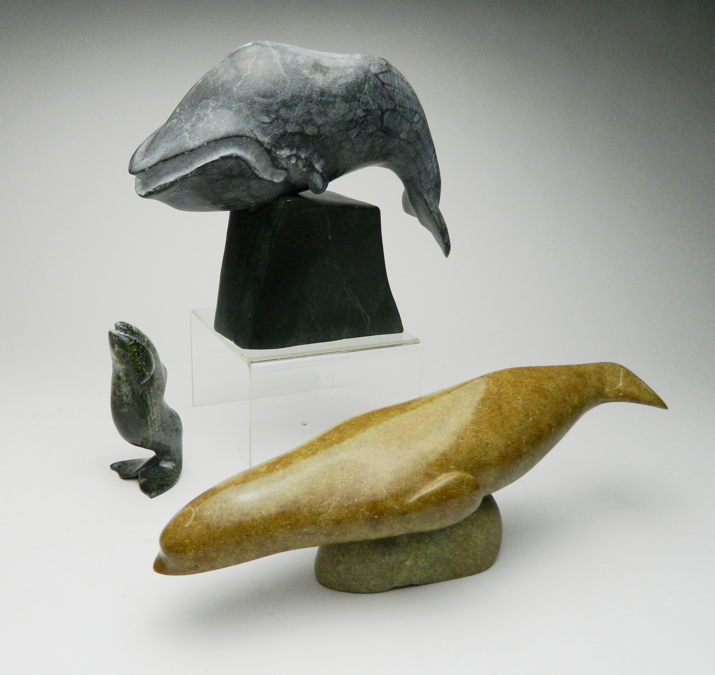 Appraisal: Inuit whale stone carvings Marcel Mapsalak Repulse Bay- Bowhead Whale-