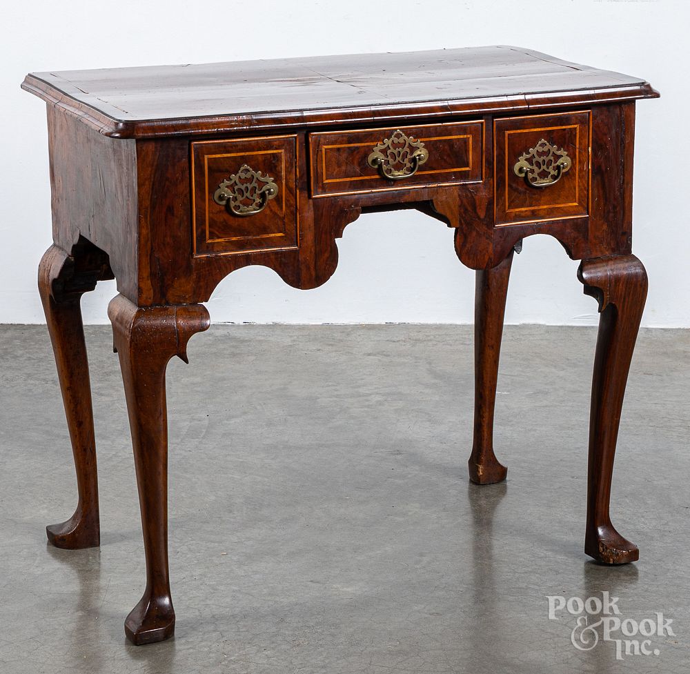 Appraisal: George II burl veneer dressing table mid th c George