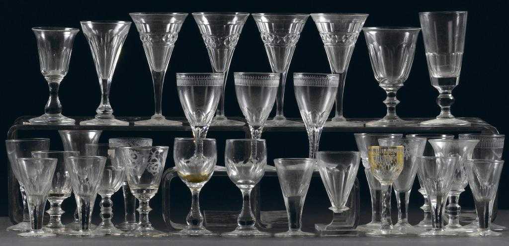 Appraisal: A SMALL COLLECTION OF ENGLISH DRINKING GLASS with conical ovoid