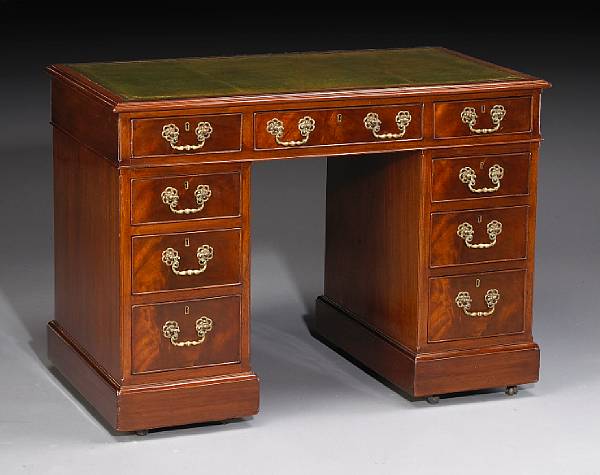 Appraisal: A George III style mahogany pedestal desk mid th century