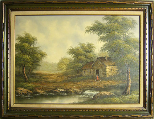 Appraisal: Oil on canvas landscape signed G Dickens x