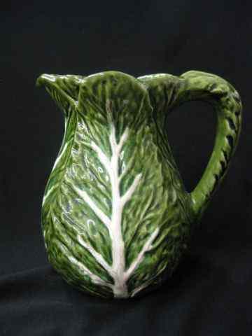 Appraisal: Majolica Pottery Pitcher leaf design ''