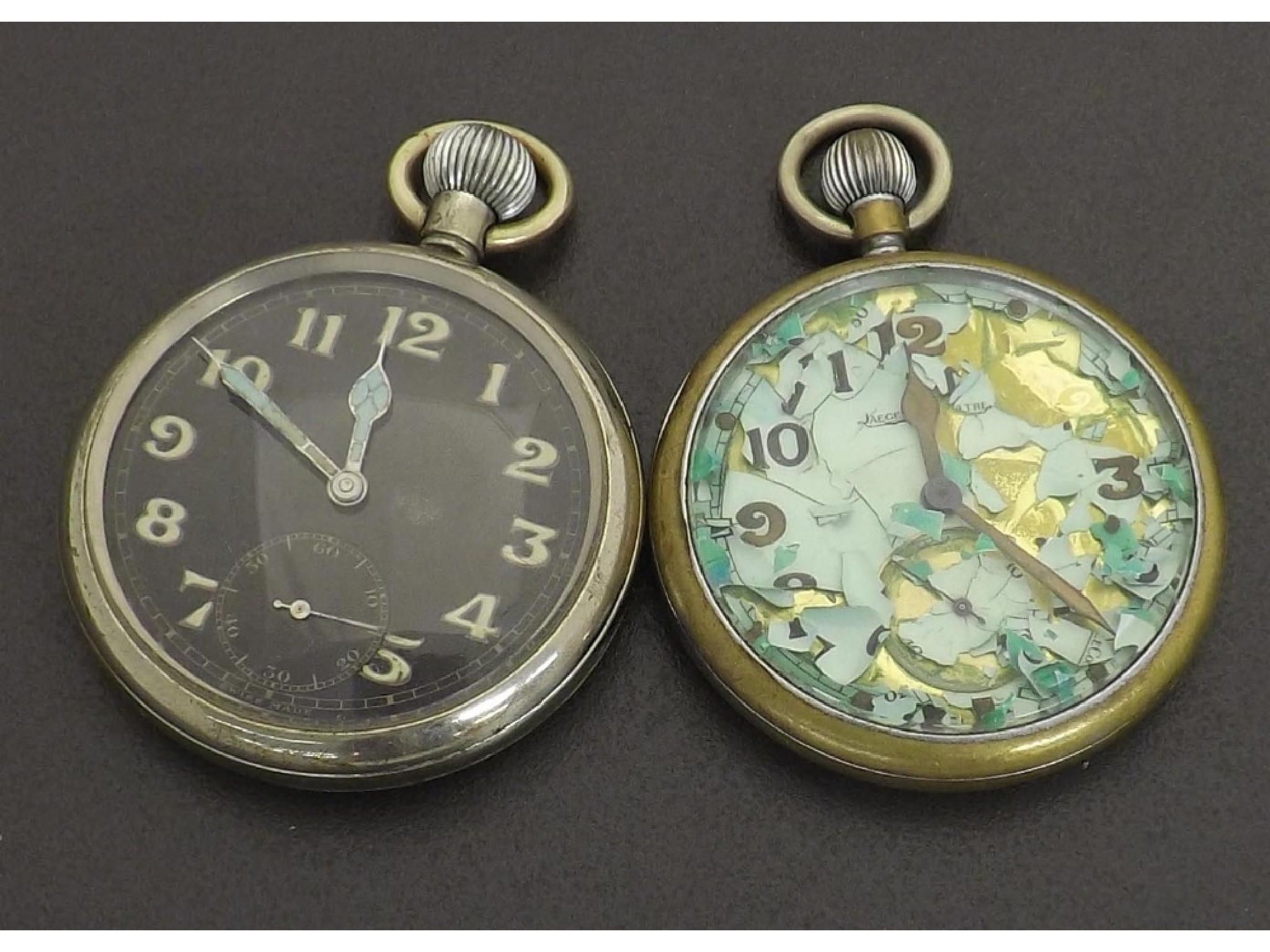 Appraisal: Two Military issue nickel cased lever pocket watches including a