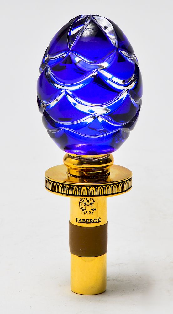 Appraisal: Faberge Imperial Collection Blue Egg Glass Stopper Faberge Imperial Collection