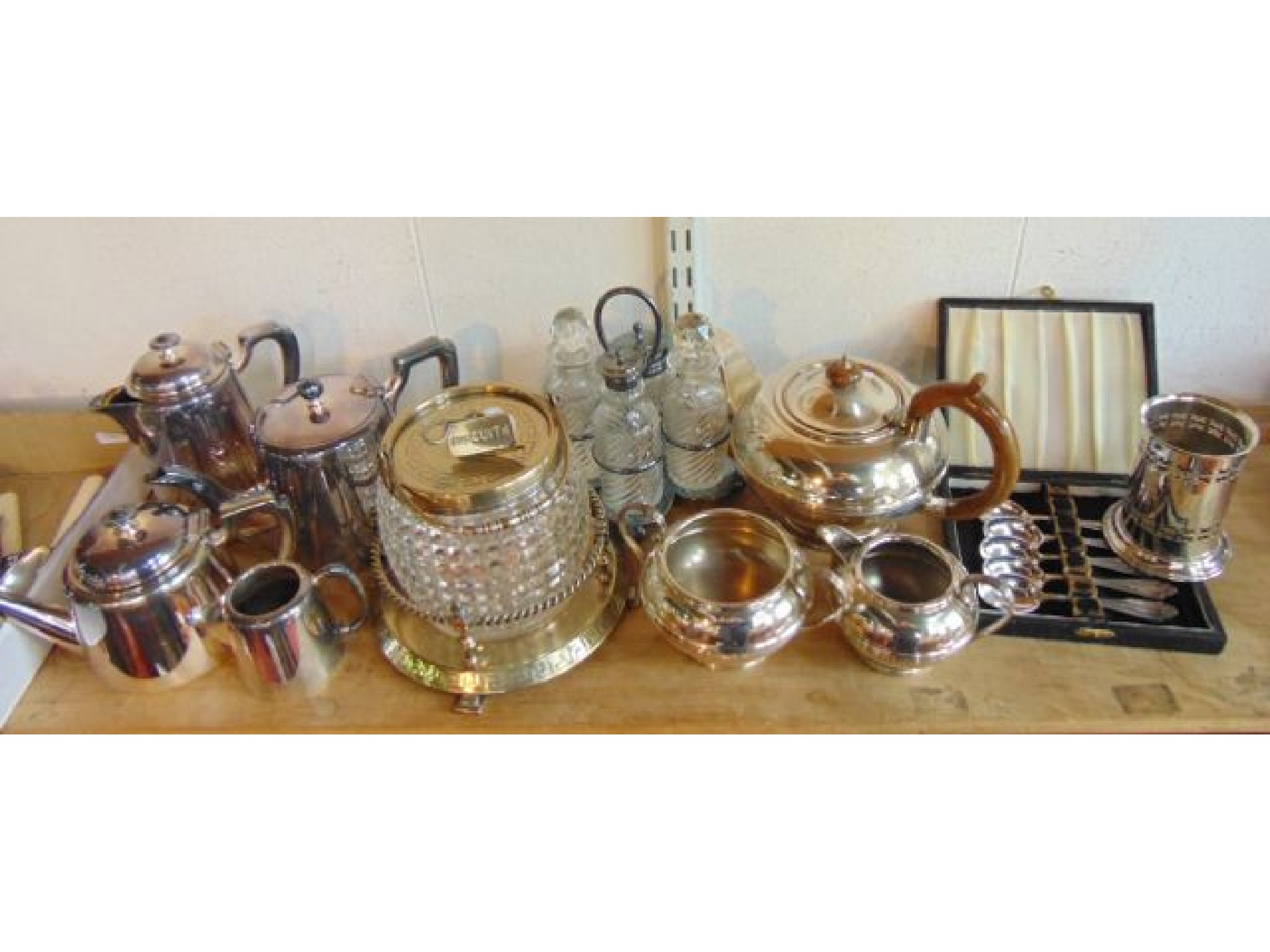 Appraisal: A three piece tea set comprising teapot two handled sugar