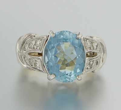 Appraisal: A Ladies' Aquamarine and Diamond Ring k yellow and white