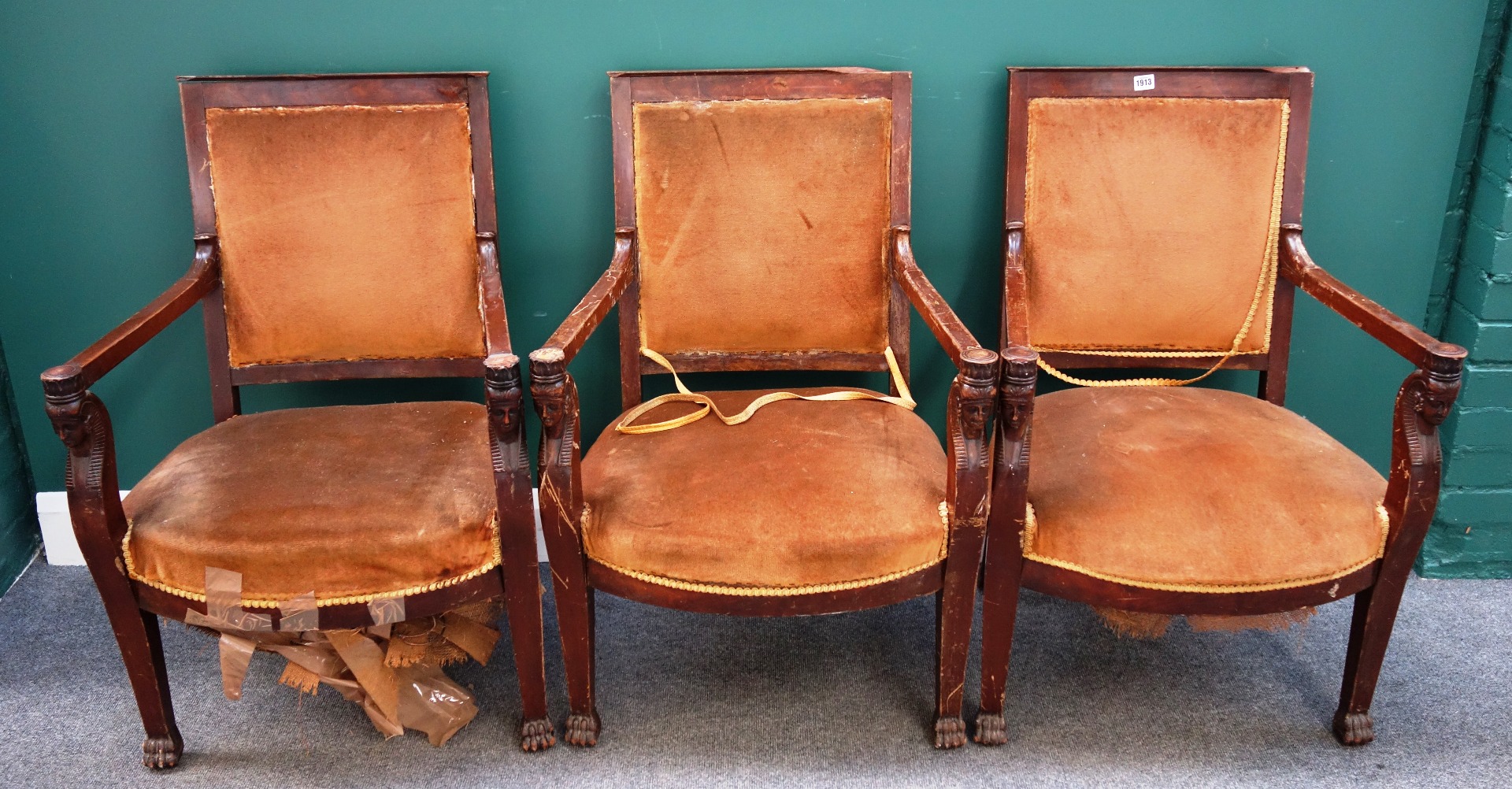 Appraisal: A set of three French Napoleonic Empire style mahogany open