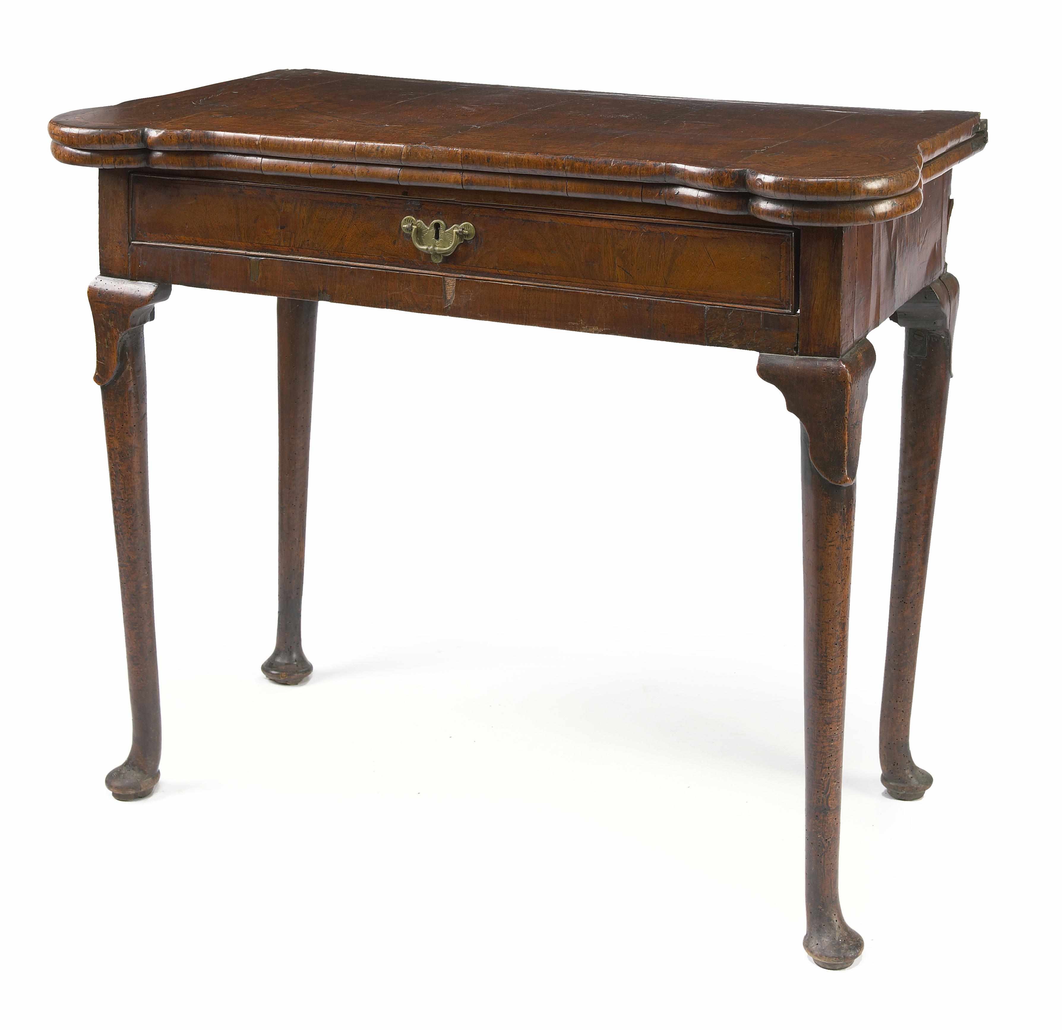 Appraisal: A George II inlaid walnut fold top games table second