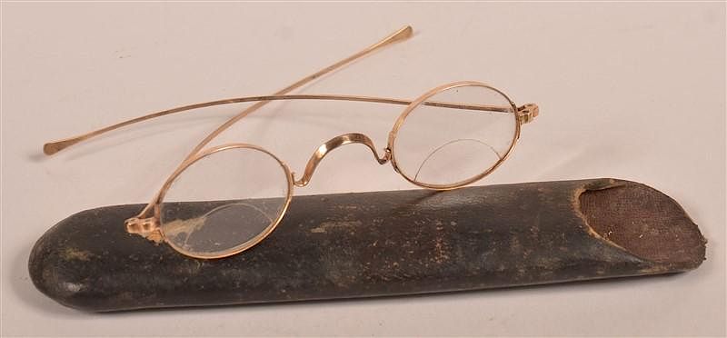 Appraisal: Pair of Antique K Yellow Gold Eyeglasses Pair of Antique