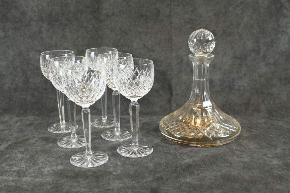 Appraisal: WATERFORD IRISH CUT CRYSTAL DECANTER AND STEMWARE GROUP Lismore ships