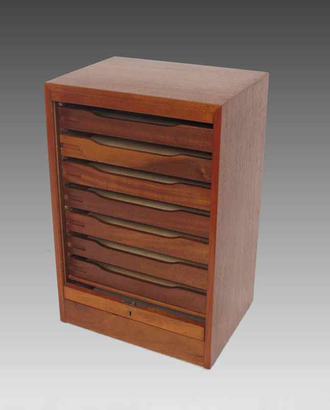 Appraisal: MOHLER RABIQUE TAMBOUR STORAGE CABINET Tambour slide front with interior