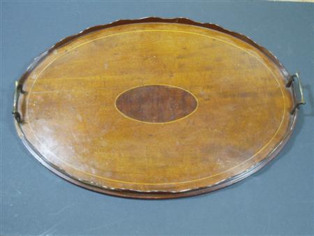 Appraisal: GEORGE III OVAL MAHOGANY TRAY of oval form with scalloped