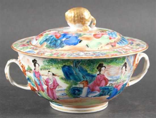 Appraisal: Chinese Export Rose Mandarin porcelain covered bowl circa in H