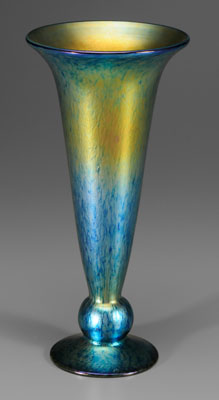 Appraisal: Lundberg art glass vase trumpet form with mottled blue and