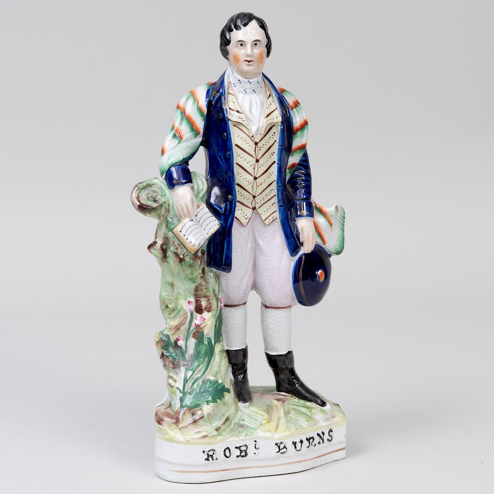 Appraisal: Staffordshire Pottery 'Robert Burns' Flatback Figure in high Drury Drury