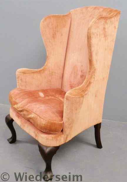 Appraisal: Chippendale style wing chair with carved walnut drake feet h