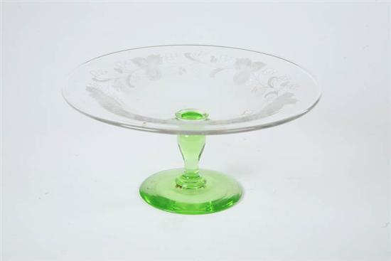 Appraisal: HAWKES COMPOTE Clear bowl with an etched foliate motif on