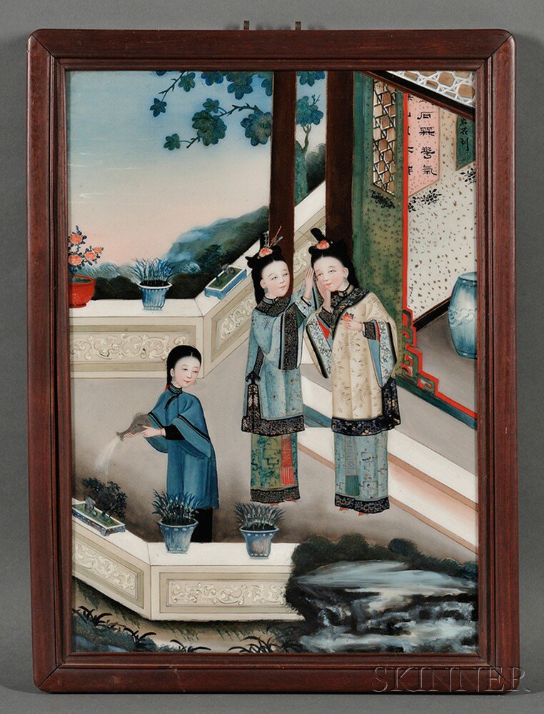 Appraisal: Chinese School th Century Three Women in a Garden Unsigned