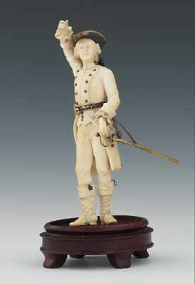 Appraisal: A Continental Carved Ivory Figurine of a Soldier Apprx -