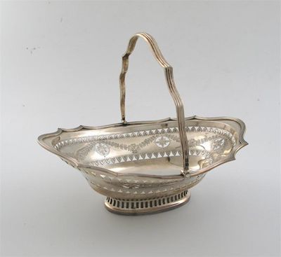 Appraisal: A late Victorian swing-handled basket with pierced sides and bright