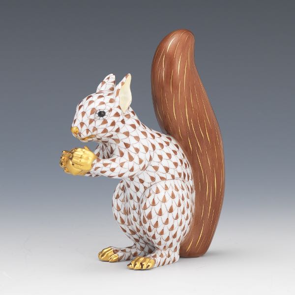 Appraisal: HEREND PORCELAIN SQUIRREL Herend porcelain squirrel with brown fishnet design