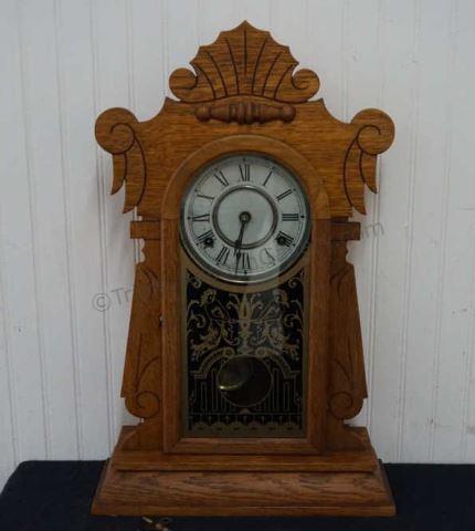 Appraisal: 's- 's E Ingraham Gingerbread Kitchen clock with chime and