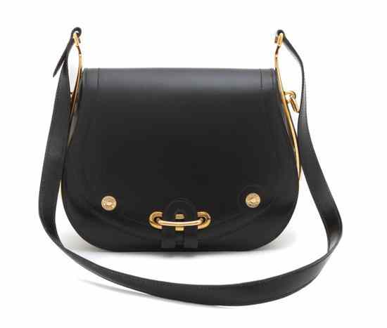 Appraisal: An Hermes 'Passeguide' Black Calf Bag with a long shoulder