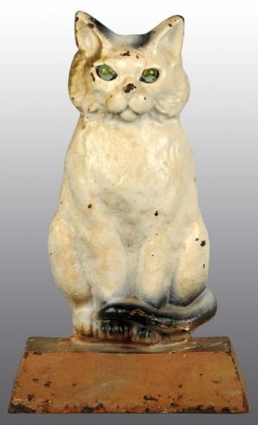 Appraisal: Cast Iron Cat On Base Doorstop Description Marble eyes replaced