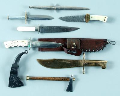 Appraisal: Eight miniature edged weapons six knives two with Damascus blades