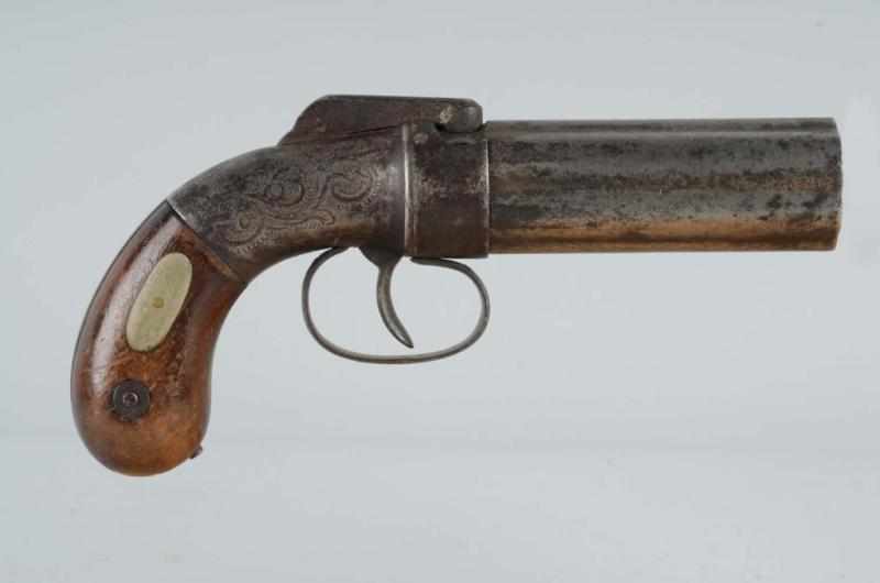 Appraisal: Percussion -Shot Pepperbox Pistol Description cal Manhattan Mfg Co Walnut