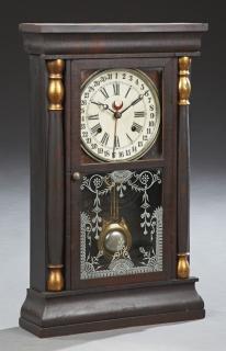 Appraisal: Pillar and Scroll Calendar Shelf Clock th c t Pillar