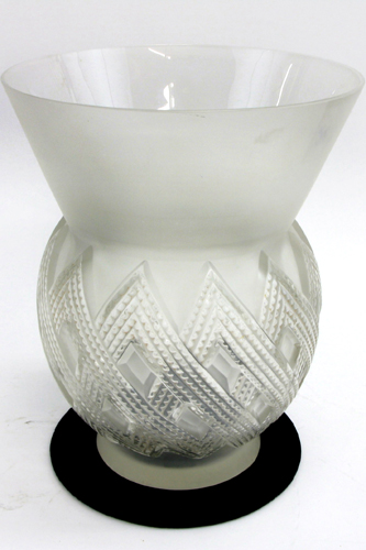 Appraisal: R LALIQUE ART GLASS FLARED VASE having a raised pointed