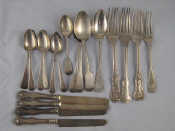 Appraisal: A mixed lot of antique silver flatware comprising three table