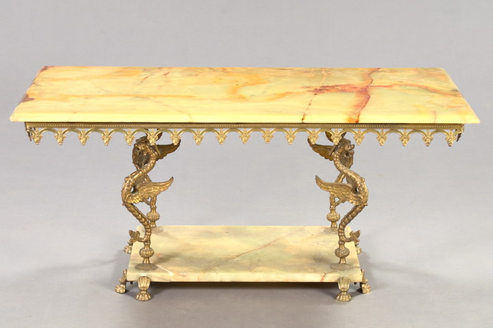 Appraisal: Continental Onyx and Lacquered Brass Low Table of Italian neoclassical