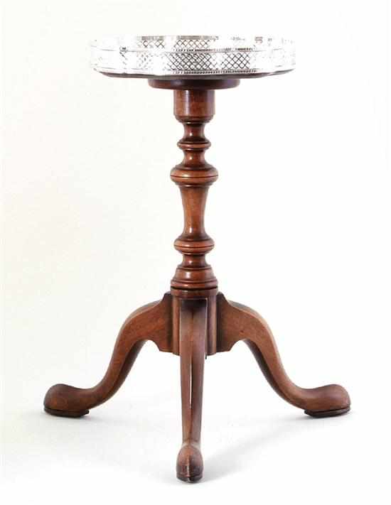 Appraisal: English Sheffield plate and mahogany tea table shaped tray with