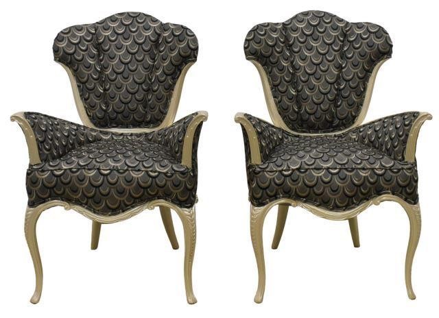 Appraisal: pair Contemporary armchairs late th c each with shell-form back