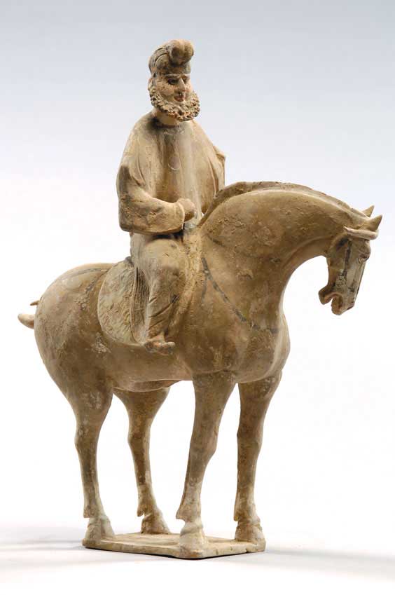 Appraisal: TANG POTTERY EQUESTRIAN FOREIGNER Very finely modeled Chinese Tang Dynasty