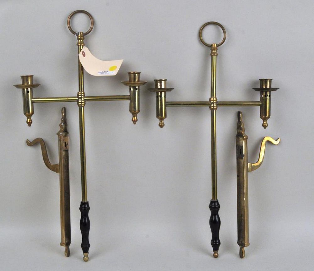 Appraisal: Pair Marine Gimbal Form Brass Wall Sconces having two lights