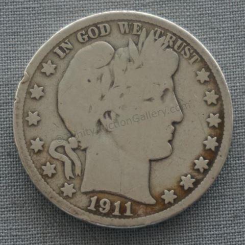 Appraisal: Barber Silver Half Dollar In average circulated condition with date