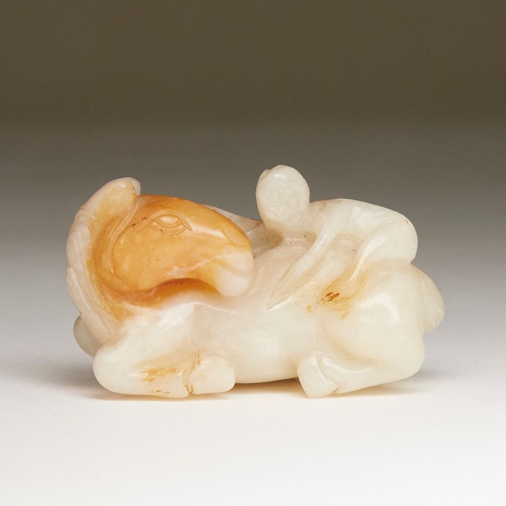 Appraisal: Early Chinese Jade Carving of Monkey on a Horse Early