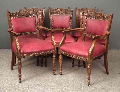 Appraisal: A set of eight Victorian walnut framed dining chairs including