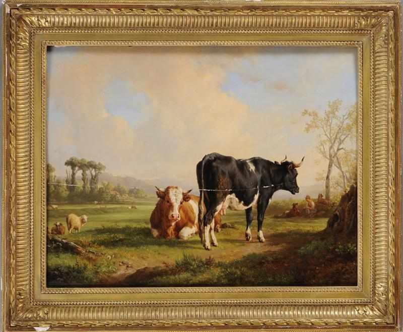 Appraisal: ATTRIBUTED TO JACQUES RAYMOND BRASCASSAT SHEPHERD WITH HIS FLOCK Oil