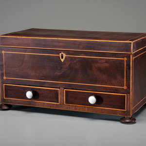 Appraisal: An Inlaid Mahogany Two-Drawer Dresser or Jewelry Box th Century