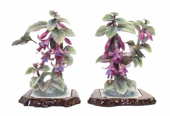 Appraisal: A Pair of Royal Worcester Dorothy Doughty Birds Ruby-Throated Hummingbirds