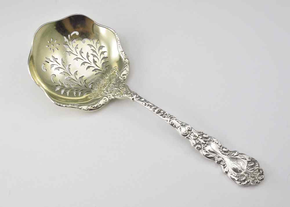 Appraisal: GORHAM IMPERIAL CHRYSANTHEMUM STERLING BON BON SPOON Pierced vermeil bowl