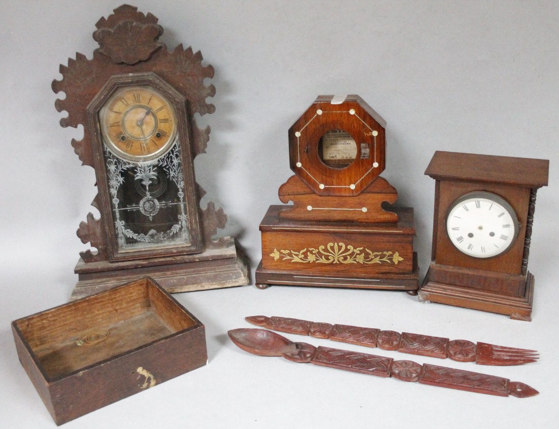 Appraisal: Various clockworks parts mantel clock case etc to include a