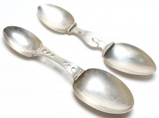 Appraisal: American Sterling Silver Folding Medicine Spoons The larger by Herbst