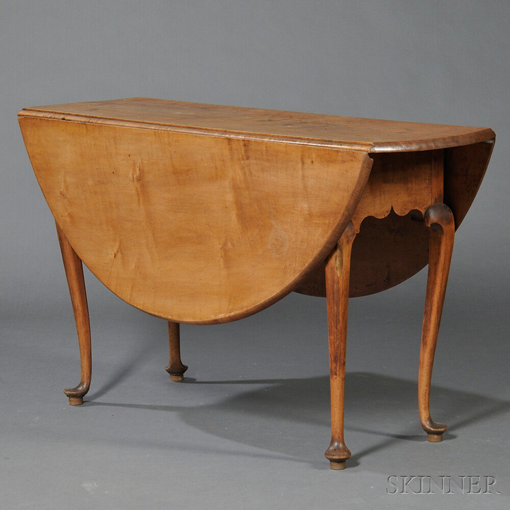 Appraisal: Maple Dining Table probably Massachusetts - the oval drop-leaf top