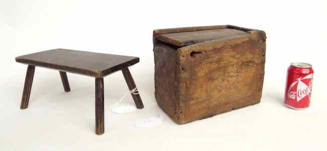 Appraisal: Lot including early shaped leg cricket stool along with punch