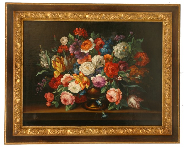 Appraisal: Artist Unknown th Century Mixed Bunch oil on canvas initialled